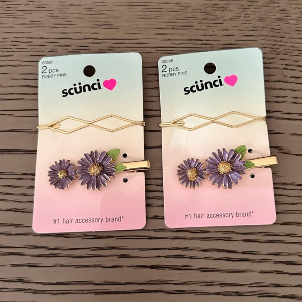 Scunci Gold and Purple Hair Pin Set